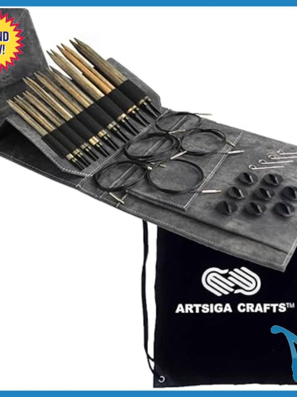 Birchwood Interchangeable Knitting Needles Set with Cords & Case